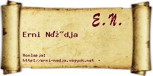 Erni Nádja névjegykártya